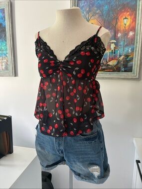 Black Cherry Print cute top Bailey rose Small